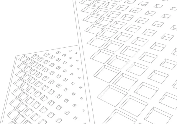 Arquitetura Moderna Arranha Céus Ilustração Formas Retas Fachada — Vetor de Stock