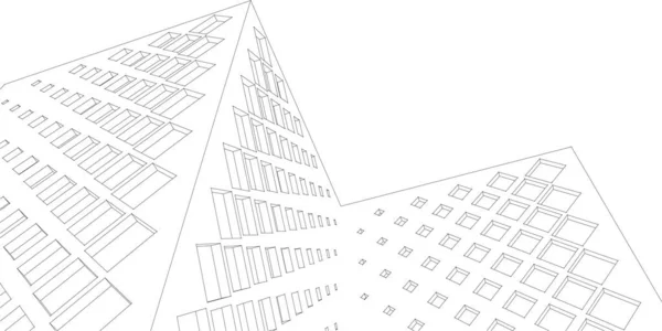 Современные Архитектурные Небоскребы Иллюстрация Прямые Формы Фасада — стоковый вектор