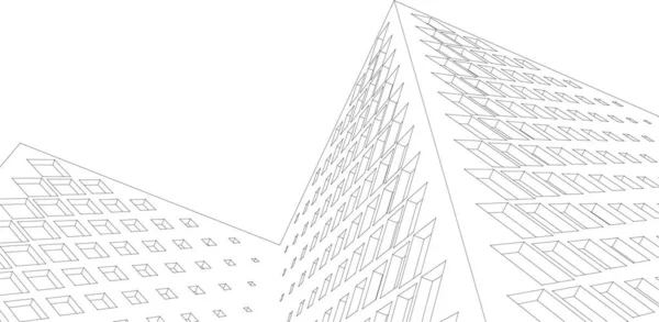 Современные Архитектурные Небоскребы Иллюстрация Прямые Формы Фасада — стоковый вектор
