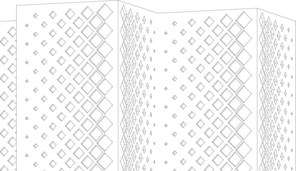 現代建築の高層ビルの3Dイラスト正面の直線的な形 — ストックベクタ