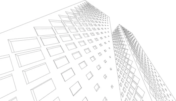 Arquitetura Moderna Arranha Céus Ilustração Formas Retas Fachada —  Vetores de Stock