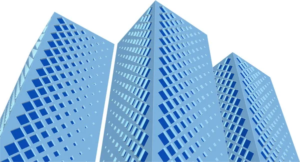 Moderne Architektur Wolkenkratzer Illustration Gerade Formen Der Fassade — Stockvektor