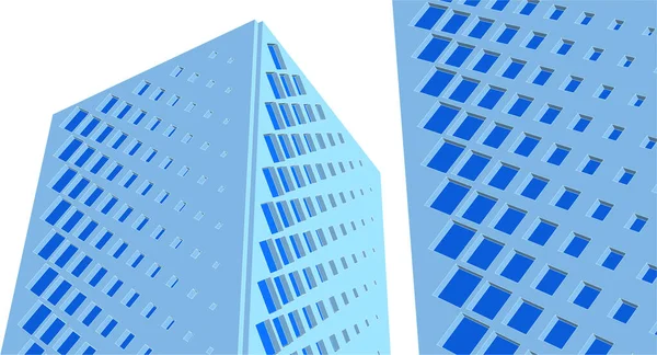 现代建筑摩天大楼3D插图 立面的直形状 — 图库矢量图片