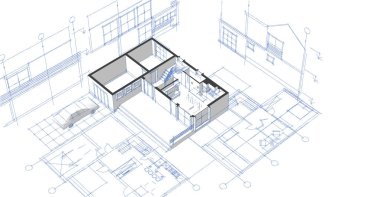 ev mimari projesi 3d illüstrasyon