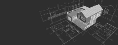 ev mimari projesi 3d illüstrasyon