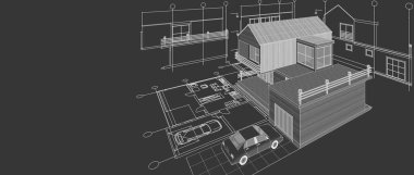 ev mimari projesi 3d illüstrasyon