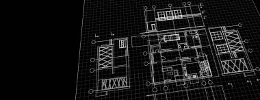 ev mimarisi projesi çizimi 3d illüstrasyon