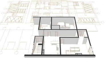 ev mimarisi projesi çizimi 3d illüstrasyon