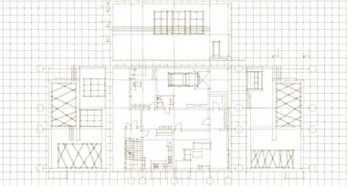 ev mimarisi projesi çizimi 3d illüstrasyon