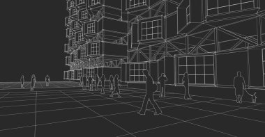 modern mimarlık evi 3d illüstrasyon