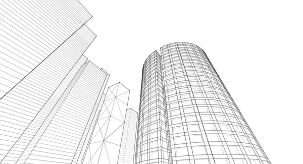 Σύγχρονη Αρχιτεκτονική Ουρανοξύστες Εικόνα Ευθείες Μορφές Της Πρόσοψης Και Καμπύλο — Φωτογραφία Αρχείου