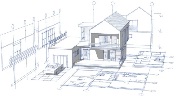 house architectural project 3d illustration