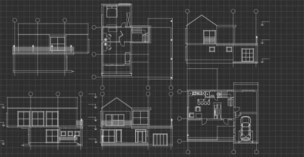 Projekt Architektoniczny Domu Ilustracja — Zdjęcie stockowe