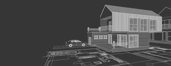 房屋建筑工程3D图解 — 图库照片