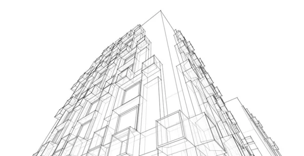 Architecture Moderne Gratte Ciel Illustration Formes Droites Façade — Photo