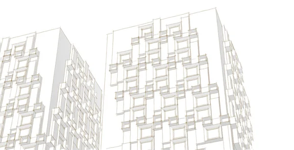 Architecture Moderne Gratte Ciel Illustration Formes Droites Façade — Photo