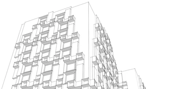 Architecture Moderne Gratte Ciel Illustration Formes Droites Façade — Photo