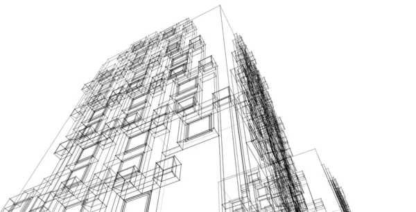 Architecture Moderne Gratte Ciel Illustration Formes Droites Façade — Photo