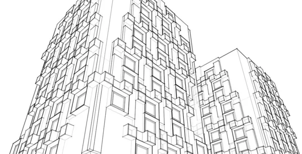 Architecture Moderne Gratte Ciel Illustration Formes Droites Façade — Photo