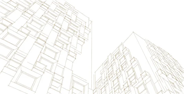 Μοντέρνα Αρχιτεκτονική Ουρανοξύστες Εικονογράφηση Ευθείες Μορφές Της Πρόσοψης — Φωτογραφία Αρχείου