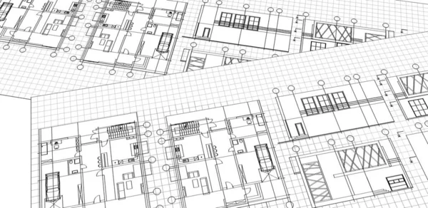 Maison Projet Architectural Croquis Illustration — Photo