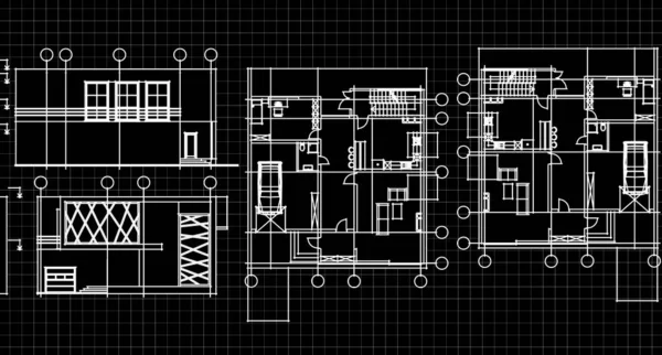 Casa Proyecto Arquitectónico Boceto Ilustración —  Fotos de Stock