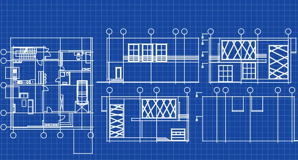 Hus Arkitektur Projekt Skiss Illustration — Stockfoto