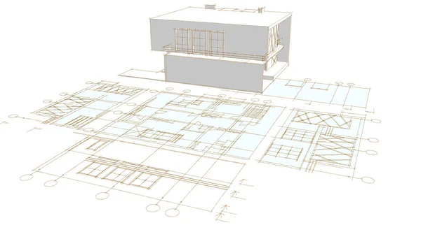 House Architectural Project Sketch Illustration — Stock Photo, Image