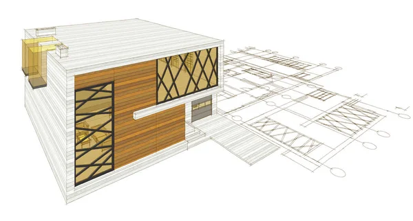 House Architectural Project Sketch Illustration — Stock Photo, Image