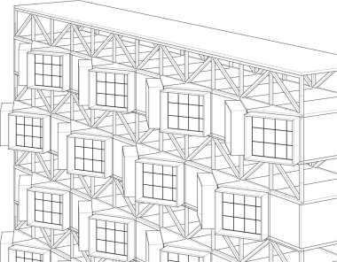 modern mimarlık evi 3d illüstrasyon