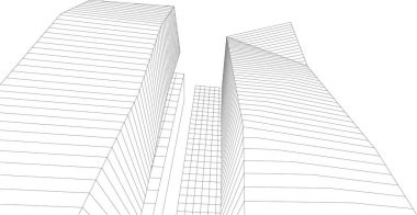 3D resimli modern mimari gökdelenleri