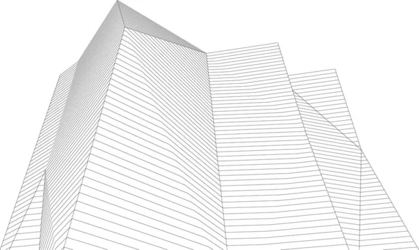 Arquitectura Moderna Rascacielos Ilustración Formas Rectas Fachada — Vector de stock