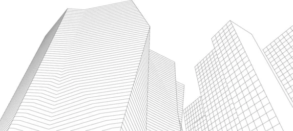 Arquitetura Moderna Arranha Céus Ilustração Formas Retas Fachada —  Vetores de Stock