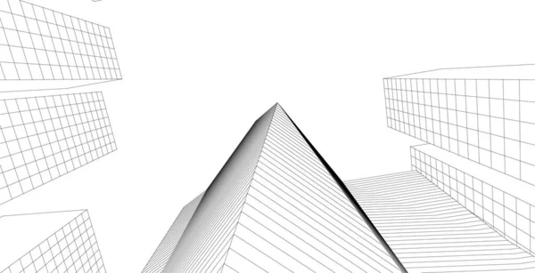 Moderní Architektura Mrakodrapy Ilustrace Rovné Tvary Fasády — Stockový vektor