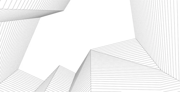 Moderna Arkitektur Skyskrapor Illustration Raka Former Fasaden — Stock vektor