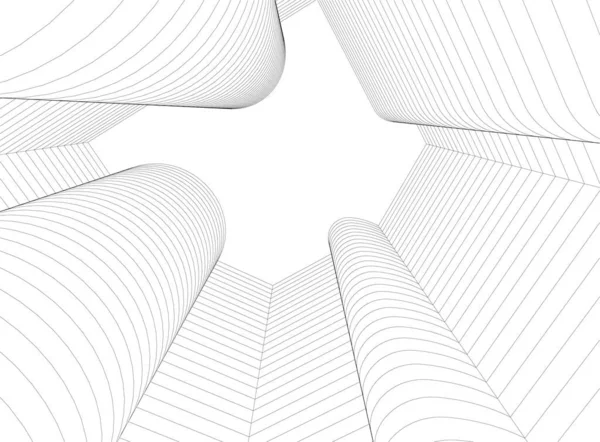 Moderne Architektur Wolkenkratzer Illustration Geschwungene Formen Der Fassade — Stockvektor