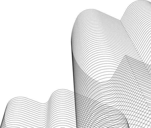 現代建築の高層ビルの3Dイラストやファサードの曲面形状 — ストックベクタ