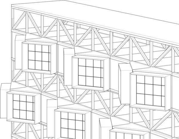 现代建筑房屋3D插图 — 图库矢量图片