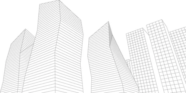 Modern Építészet Felhőkarcolók Illusztráció — Stock Vector
