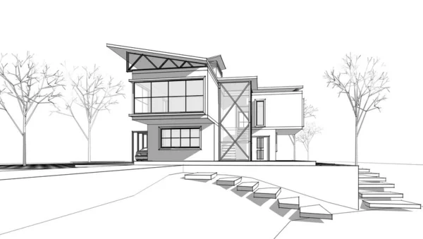 House Architectural Sketch Illustration — Stock Photo, Image