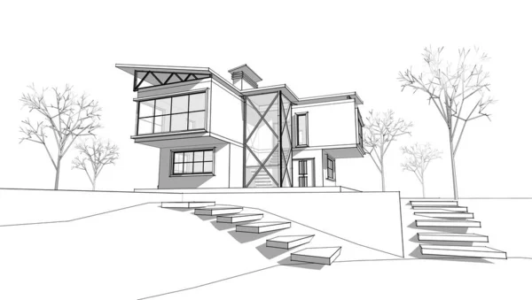 House Architectural Sketch Illustration — Stock Photo, Image