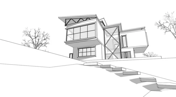 House Architectural Sketch Illustration — Stock Photo, Image