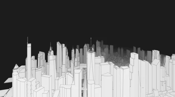 城市工业景观3D图解 — 图库照片