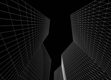 şehir soyut mimarisi 3d illüstrasyon arkaplanı