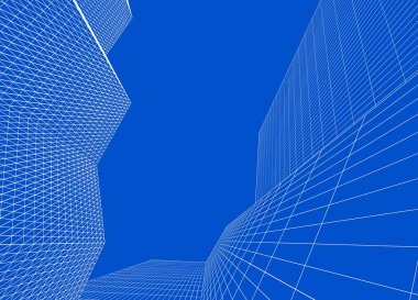 şehir soyut mimarisi 3d illüstrasyon arkaplanı