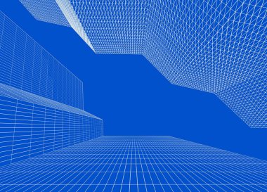 şehir soyut mimarisi 3d illüstrasyon arkaplanı