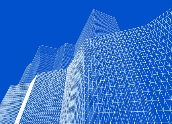 şehir soyut mimarisi 3d illüstrasyon arkaplanı