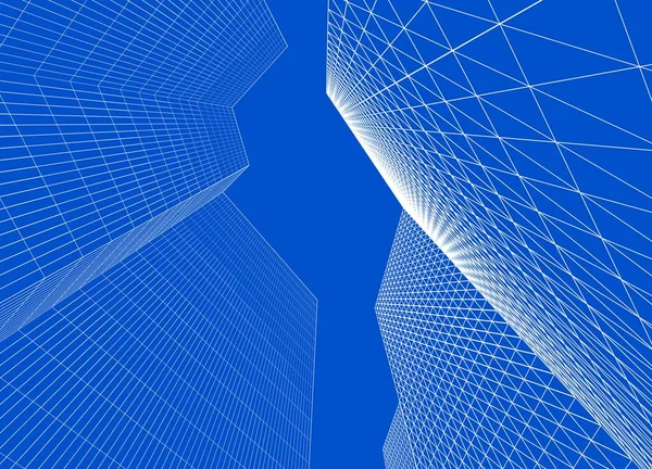 şehir soyut mimarisi 3d illüstrasyon arkaplanı