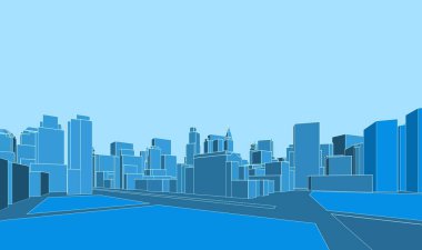 Modern şehir panoraması 3D illüstrasyon