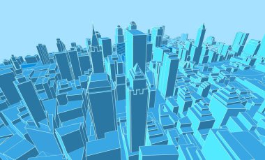 Modern şehir panoraması 3D illüstrasyon